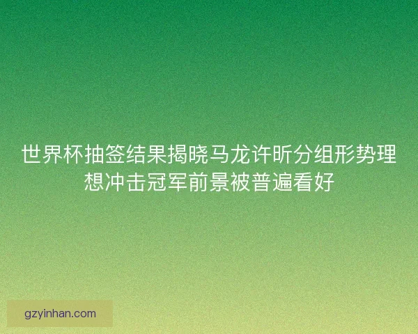 世界杯抽签结果揭晓马龙许昕分组形势理想冲击冠军前景被普遍看好