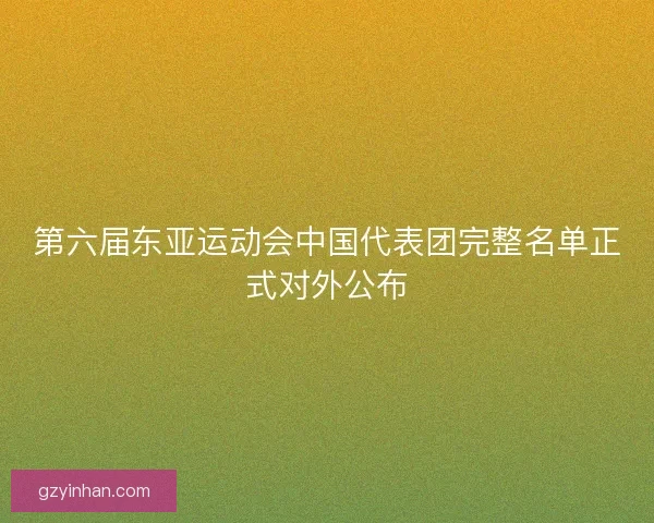 第六届东亚运动会中国代表团完整名单正式对外公布